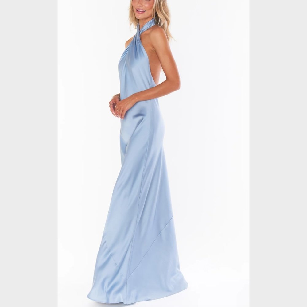 Jasmine Halter Maxi Dress Light Blue